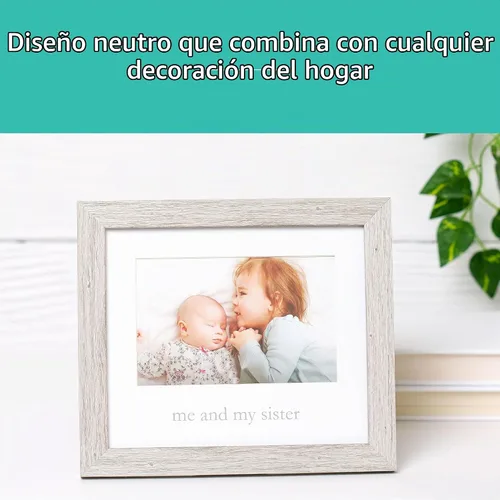 Vista 4 de Kate & Milo Rustic Me & My Sister - Marco para hermanos, regalo ideal para hermana pequeña o mayor, decoración de cuarto de bebé neutral para género