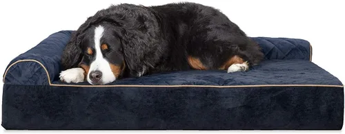 Vista 54 de Furhaven Cama de espuma viscoelástica para perros grandes con refuerzos extraíbles y funda lavable, para perros de hasta 95 libras - Sofá de Gris