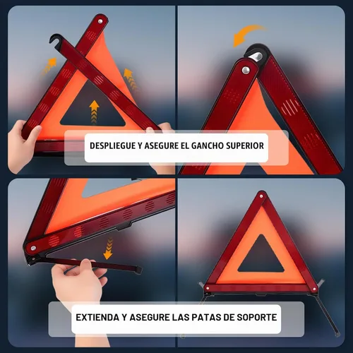Vista 6 de XOOL Triángulo de advertencia triángulo de advertencia de emergencia Reflector Triángulo Triángulo Kit de triángulo de seguridad adecuado
