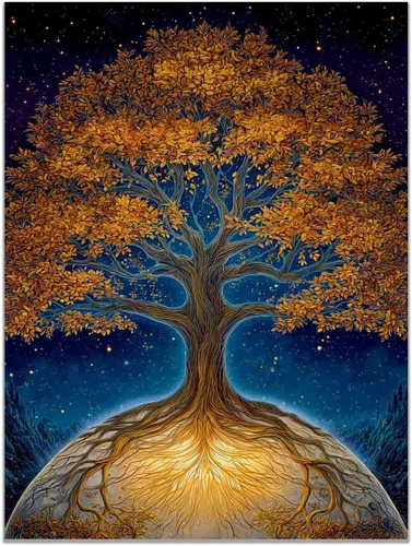 Vista 16 de VOCBAN Naturaleza árbol de la vida imágenes abstractas lienzo pintura grande moderno lienzo arte de pared árboles coloridos sala de estar decoración