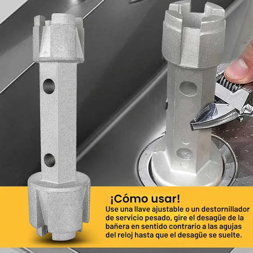 Vista 5 de Llave desagüe de bañera Hanpex - De doble extremo para desagües de baño y ducha, espárragos de inodoro - Aluminio resistente