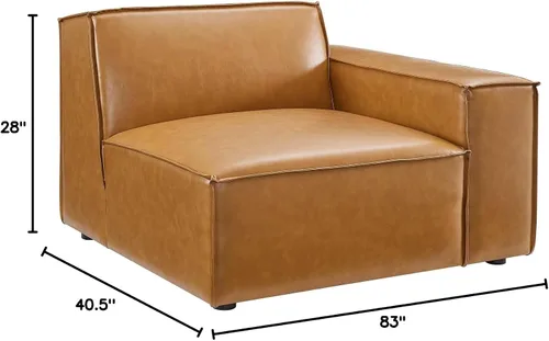 Vista 2 de Modway Restore - Sofá biplaza seccional de cuero vegano en color marrón