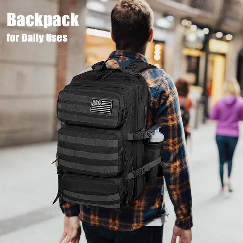 Vista 6 de Mochila táctica militar de 25L para hombre, mochila de 3 días, mochila MOLLE del ejército, mochila de asalto de 3 días, mochila de evacuación