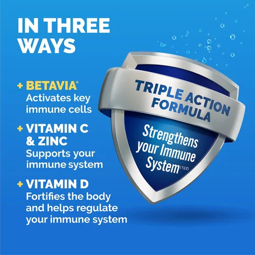 Vista 4 de Emergen-C Immune+ Apoyo Inmunológico de Triple Acción en Polvo, BetaVia (R), 1000 mg de Vitamina C, Vitaminas B, Vitamina D y Antioxidantes, Súper