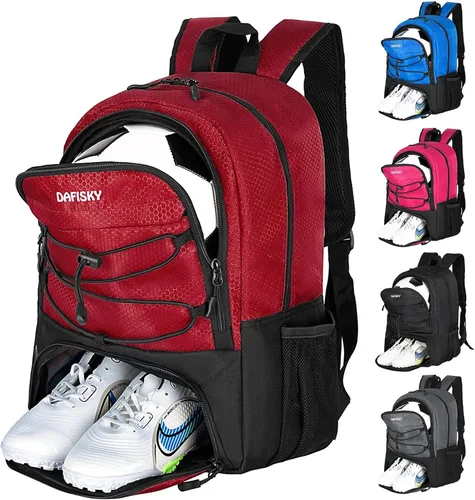 Vista 8 de DAFISKY Mochila de fútbol juvenil – Bolsa de fútbol con zapatos y compartimento para pelotas Bolsa deportiva para baloncesto, voleibol, fútbol