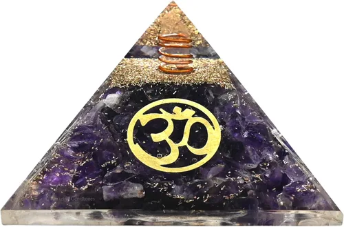 Vista 20 de Amazing Gemstone Pirámide de orgón de amatista para EMF y protección de energía negativa - Pirámide de cristal de amatista natural, Amatista