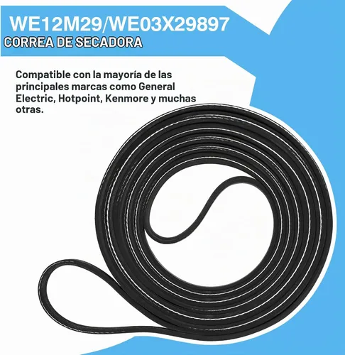 Vista 5 de WE12M29 WE03X29897 - Cinturón de secadora (89.5 pulgadas) se adapta a Whirlpool, Hotpoint, GE DryBelt Replacement, Reemplazo para correa