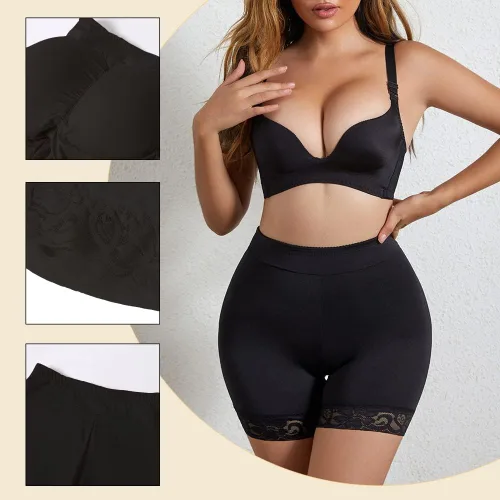 Vista 4 de Bragas de control de encaje con relleno para realzar los glúteos para mujer, sin costuras, más gruesas, falsas