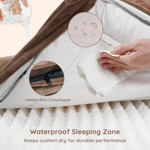 Vista 5 de BELLA & PAL Sofá cama ortopédico para perros medianos/medianos, no necesita montaje, sofá de espuma a prueba de masticaciones con forro impermeable