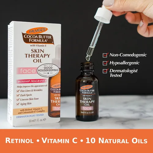 Vista 7 de Palmer's Aceite facial + aceite limpiador facial, manteca de cacao con vitamina E y fragancia de rosa mosqueta, paquete de cuidado de la piel