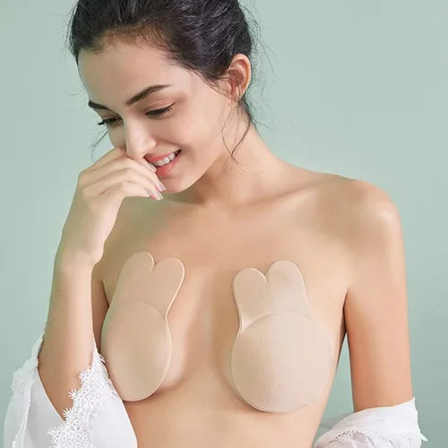 Vista 5 de Adhesive Bra Push Up Invisible Strapless Backless Sticky Bra Lift Nipple Cover for Women 2 Pairs