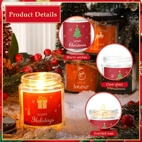 Vista 3 de MTLEE 12 velas perfumadas de Navidad en frascos a granel, regalos