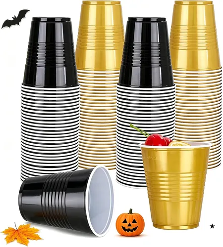 Vista 25 de WELLIFE 50 vasos de plástico dorados de 12 onzas, tazas de fiesta A-Oro