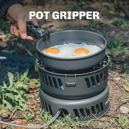 Vista 8 de Juego de Cocina Versátil al Aire Libre Fire Maple, Estufa de Gas de Aluminio, Kit de Utensilios de Cocina para Acampada Compacto y Duradero