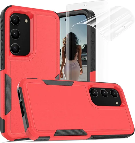 Vista 138 de Jeylly Funda para Samsung Galaxy S10 Plus S10+, ajuste delgado, doble capa, resistente, absorción de golpes, TPU con carcasa trasera de Negro