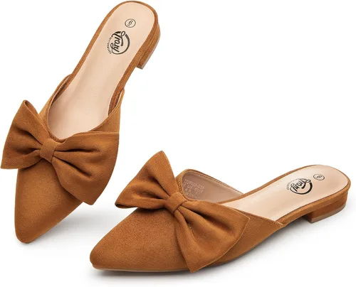 Vista 14 de Trary - Sandalias con lazo y puntera puntiaguda para mujer, modernas, talla 5 B- marrón
