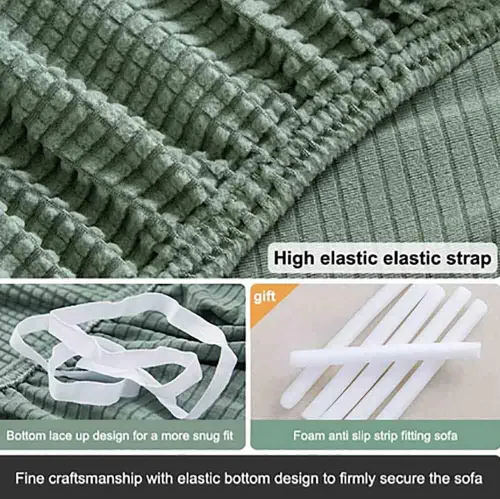 Vista 3 de Funda elástica para sofá de 1 pieza, protector de muebles, suave con parte inferior elástica para niños, tela jacquard de poliéster, elastano