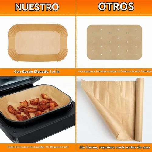 Vista 7 de Forros desechables para freidora de aire, papel pergamino, 125 unidades 125 piezas para Ninja XL