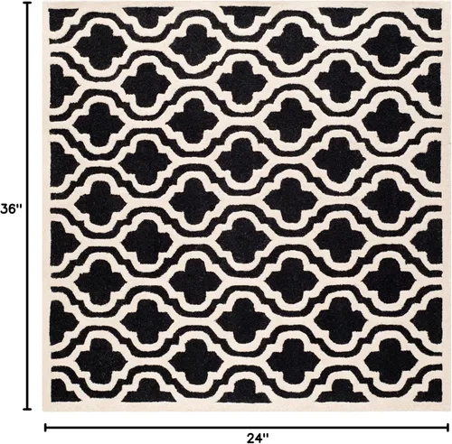 Vista 2 de SAFAVIEH Cambridge Collection CAM132E - Alfombra decorativa de lana marroquí de primera calidad, 2 x 3 pies, color negro y marfil