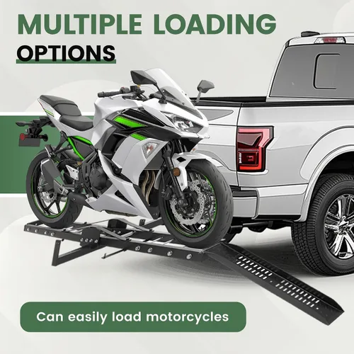 Vista 5 de ECOTRIC - Porta bicicletas de acero con recubrimiento en polvo, soporte de enganche para motocicletas, scooter y bicicletas de tierra, con rampa