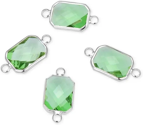 Vista 6 de Adabele 5pcs grado A abril diamante claro piedra natal conector rectángulo de corte radiante enlace 0.551 in plateado plata cristal Rhinestone Bead