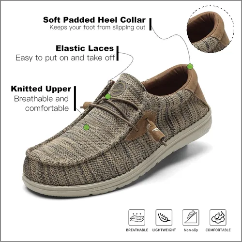 Vista 3 de Grand Attack Zapatos para caminar en barco para hombre, mocasines casuales con cordones y cómodos, zapatos de trabajo ligeros para el hogar, viajes