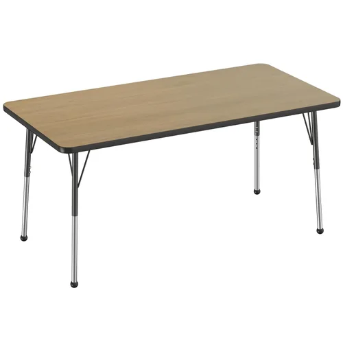 Vista 103 de FDP - Mesa rectangular para actividades escolares y de oficina (24 x 36 pulgadas), patas estándar con deslizadores giratorios, altura ajustable