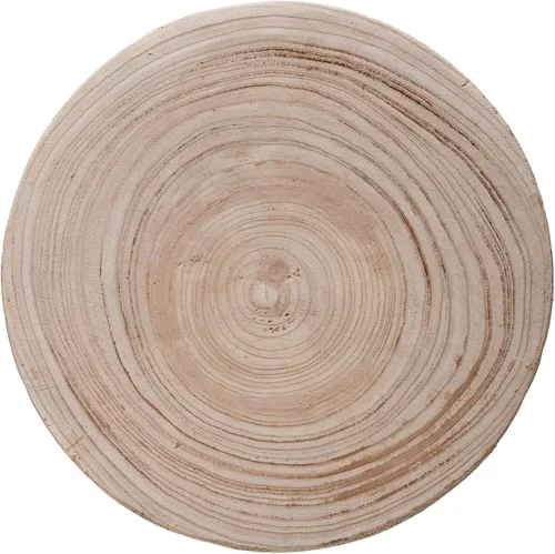 Vista 8 de Creative Co-Op Taburete de madera de Paulownia tallada a mano, estilo bohemio, natural