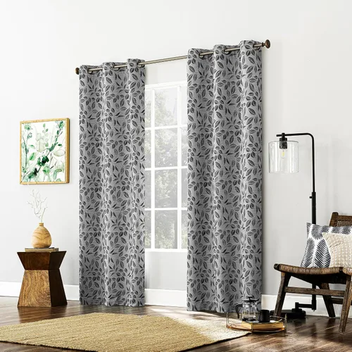 Vista 5 de Sun Zero Satti Panel de cortina 100% opaca con ojales bordados, perla/gris, 40 pulgadas de ancho x 84 pulgadas de largo (1 panel)