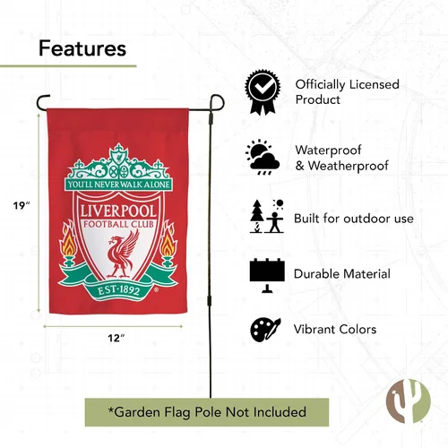 Vista 4 de Desert Cactus Liverpool FC LFC - Bandera de jardín – 19 x 12 pulgadas, bandera del Liverpool FC, para exhibición al aire libre y eventos