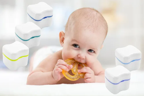 Vista 9 de Retenedor-Dentadura Baño Aparato Dental Limpieza Caso Tamaño Estándar con Fácil Agarre - Color Azul Almirante
