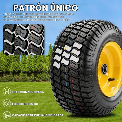 Vista 2 de YITAMOTOR 16X6.50-8 Rueda de cortacésped y conjuntos de neumáticos, 4 capas Amarillo