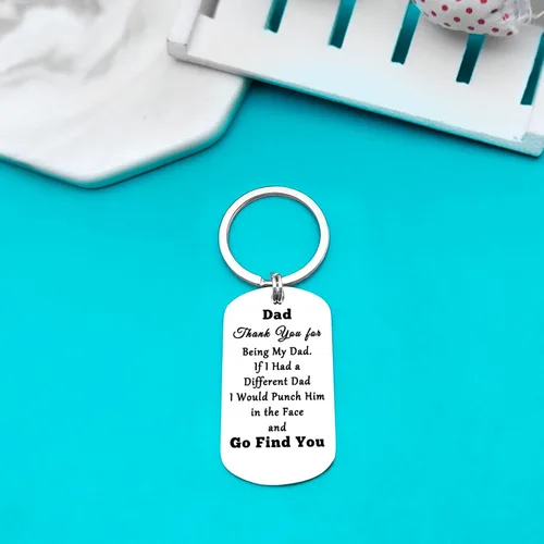 Vista 3 de Xiahuyu Regalo de Navidad para papá, regalo de cumpleaños con texto en inglés "Thank You for Being My Dad", llavero para el día del padre, regalo