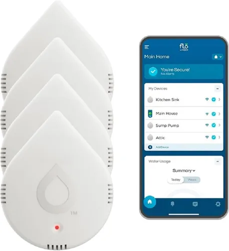 Vista 18 de Moen Flo Detector de fugas de agua inteligente, alarma de sensor de goteo o inundación para el hogar, 1 paquete, blanco, 920-004