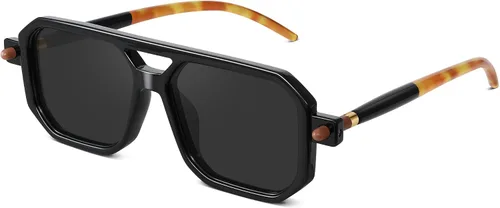 Vista 8 de Retro Aviator Sunglasses for Women Men - 70s Trendy Square Vintage Shade Sun Glasses UV Protection