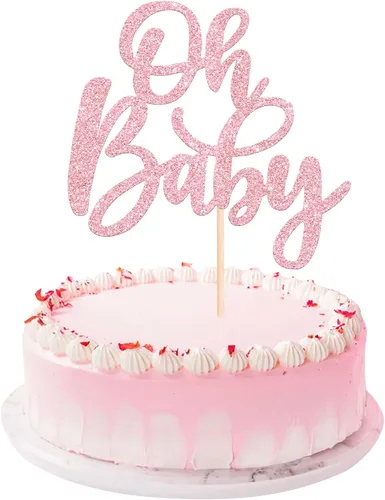Vista 14 de 24 piezas Oh Baby Cupcake Toppers Glitter Baby Shower Cupcake Picks Reveal Género Decoración de Pasteles para Baby Shower Niños Niñas Fiesta de Azul