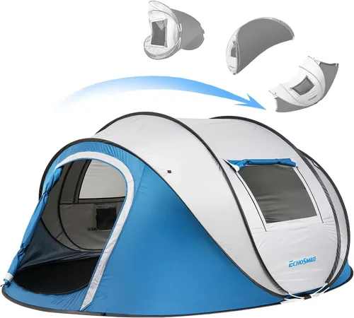 Vista 16 de EchoSmile Tienda de campaña desplegable para 2/4/6 personas, fácil instalación, cúpula resistente al agua, portátil con bolsa de transporte Negro