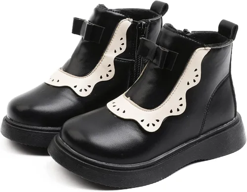 Vista 3 de Newborn Booties Kids Leather Shoes Baby Girls Oxford Boots Toddler Mary Jane Shoes Winter Warm Footwear Non-Slip Prewalker