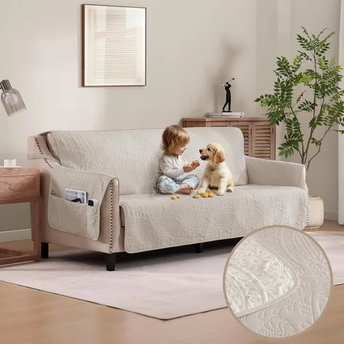 Vista 17 de Fundas acolchadas beige para sillas reclinables, impermeables, fundas para sillas reclinables para niños perezosos, fundas reclinables que admiten