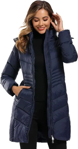 Vista 3 de Caistre Chaqueta de invierno con capucha gruesa para mujer, abrigos acolchados con bolsillos