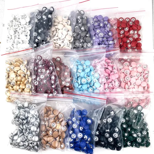 Vista 4 de Heyiwell 30 botones redondos cubiertos de cuero con vástago de metal, para vestidos de novia, camisas, vestidos, manualidades de costura (beige, mm)