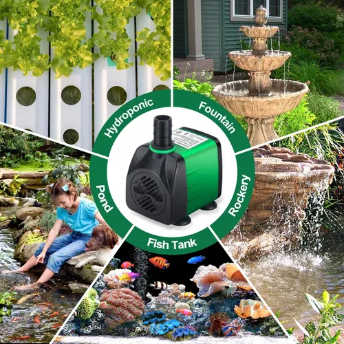 Vista 7 de CWKJ Bomba de fuente, bomba de fuente de agua de 220 GPH (15 W 900 L/H), bomba sumergible para fuente al aire libre con tubo de 6.5 pies