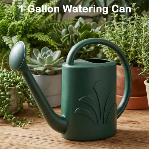 Vista 2 de Regadera de 1 galón para exteriores, regadera para plantas de interior y exterior, flor con cabezal de aspersor desmontable