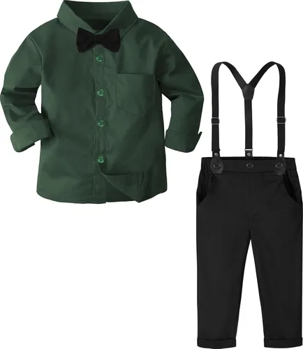 Vista 45 de A&J DESIGN Conjunto de ropa formal para niños pequeños con tirantes y tirantes