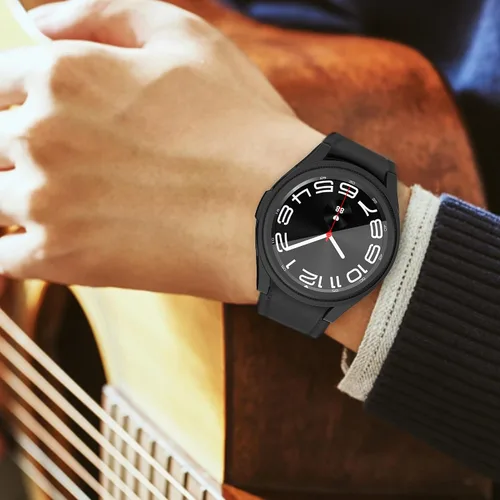 Vista 6 de Funda mate compatible con Samsung Galaxy Watch 6 de 1.850 in con protector de pantalla de vidrio templado impermeable, cubierta completa