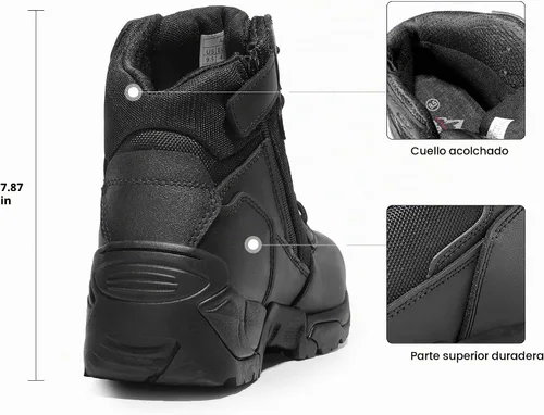 Vista 3 de NORTIV 8 Mens Military Tactical Work Boots Side Zip Negro