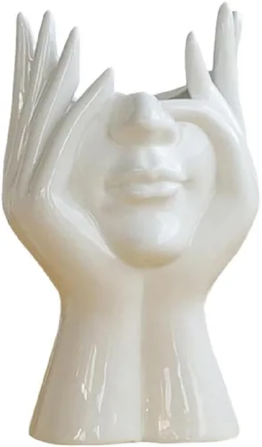 Vista 10 de Jarrón de cerámica con forma de mujer, ideal para decoración de estante, moderno florero para decoración de mesa, florero pequeño de granja