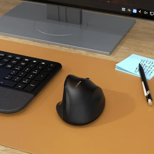 Vista 7 de Ratón inalámbrico Bluetooth ergonómico vertical para computadora portátil, MacBook, iPad, tableta, recargable, silencioso, clic, USB, túnel Negro