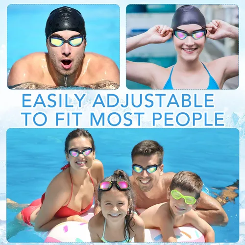 Vista 6 de Fabbay Paquete de 6 gafas de natación antivaho sin fugas, protección completa, para adultos, mujeres, hombres y jóvenes