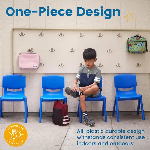 Vista 4 de ECR4Kids Silla apilable de plástico de 12 pulgadas, muebles de aula, azul, 10 piezas